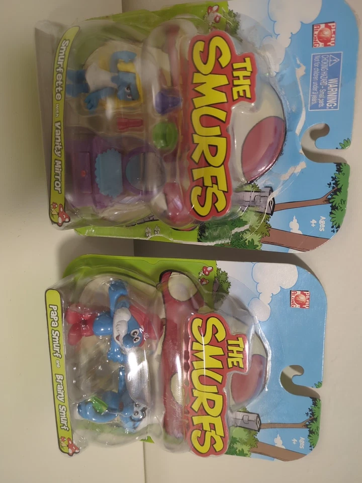 Play Along Smurfs Articulated Papa Smurf and Brainy Action Figure