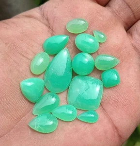 Natürlicher Chrysopras Cabochon Mix Lot lose Edelsteine 59 Caret 15 Stück - Bild 1 von 5