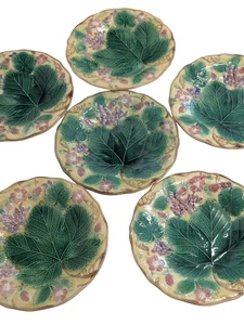 Wedgwood Majolica Floral Decorative Plates Set of 6 Vintage English - Picture 1 of 9