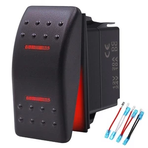 Waterproof Rocker Switch Toggle - ON/Off/ON Red LED Light - 12V 20Amp 24V 10A... - Picture 1 of 9