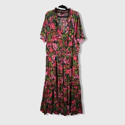 Maxi Vestido Para Mujer Tórrido Floral En Niveles 2X Multicolor Boho Maximalista Calado Foto 1 de 4