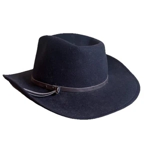 Vintage Dorfman Pacific 100% Wool Black Hat Mens Large Western Outback Field USA - Picture 1 of 11