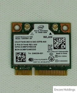 Carte sans fil Dell (Intel 7260HMW-BN) Intel Wireless-n 7260 - PCI Express Y74H6 - Photo 1/1