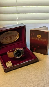 1950s Longines-Wittnauer2220-P Stainless Watch Black Dial Box/Papers Serviced - Picture 1 of 15