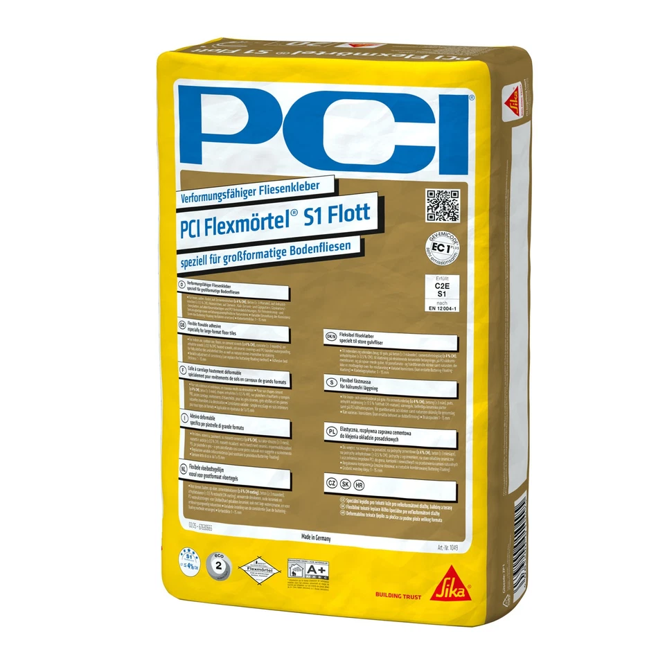 PCI Flexmörtel S1 Flott Verformungsfähiger Fliesenkleber - Grau, 20kg (1049)