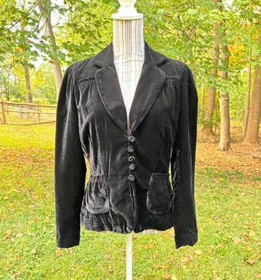 Willi Smith Size 6 Black Velvet Blazer Jacket - Victorian Gothic - Image 1 of 4