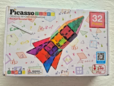NUEVO EN CAJA Azulejos Picasso Sellados 32 Piezas Juego de refuerzo de cohetes Bloques de construcción magnéticos Foto 1 de 4