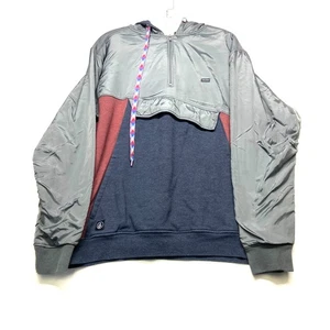 Volcom Hoodie Mens Large Multicolor Colorblock Classic Fit 1/4 Zip Pullover - Picture 1 of 15
