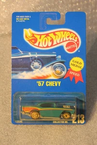 1992 HOT WHEELS '57 CHEVY BLUE GOLD MEDAL SPEED #213 GOLD UH RIMS - Picture 1 of 1