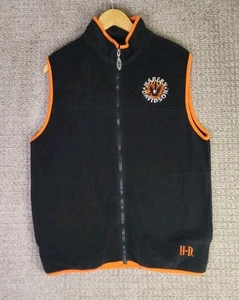Y2K Harley Davidson Men's Size Medium Embroidered Flame Eagle Fleece Zip Vest - Picture 1 of 10