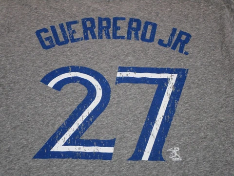 NEW $37 Majestic Toronto Blue Jays Vladimir Guerrero Jr Grey Vintage T-Shirt 2X Cover