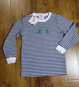 ELIZA JAMES T-Shirt Kids 6T Blue White Stripe L/S daniel Embroidery Personalized - Picture 1 of 9