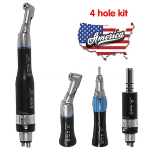 Manipolo Angolo Contra Dentale Motore Aria Dritta 4 Fori Tipo E/Kit Nero - Foto 1 di 36