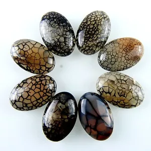 10pcs 30x20x7mm Pretty Coffe Dragon Veins Agate Oval Cab Cabochon No Hole New GN - Picture 1 of 4