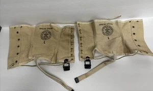 Official BSA Boy Scouts of America 50's Lace-up Cream Canvas Leggings Size L - Picture 1 of 5