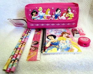 Princess Princesses Hot Pink Pencil Case Pouch and 8pc Stationary Set Combo-New! - Picture 1 of 2