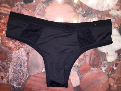 Blue Life Black Cheeky Lace Bikini Swimsuit Bottom Women's L NWT $98 - Image 1 of 2