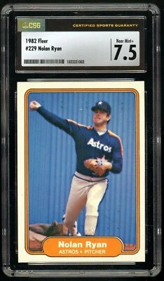 NOLAN RYAN 1982 Fleer #229 Houston Astros Hall of Fame HOF CSG 7.5 NM+ Near Mint - Image 1 of 2