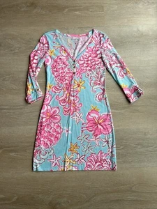WOMENS LILY PULITZER 3/4 SLEEVE TROPICAL DRESS SIZE XS - Picture 1 of 11