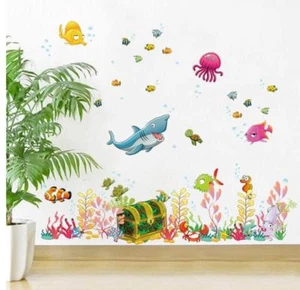Wandaufkleber Meer Hai Nemo Hippocampus Oktopus Aufkleber Kinder Kinderzimmer - Bild 1 von 6