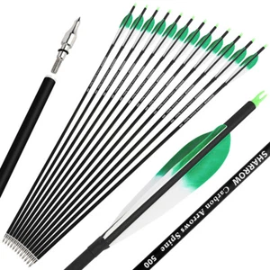 28'' 30'' 31" Archery Carbon Arrows SP500 ID6.2mm 5" Turkey Feathers Bow Hunting - Picture 1 of 20