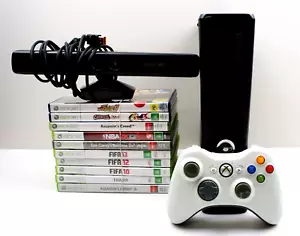 Microsoft Xbox 360 Slim Console 250GB plus controller, Kinect & 10 Games - Picture 1 of 14