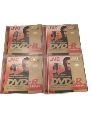4 Mini DVD JVC Blank DV DVD-R Recordable Disc 30 Min 1.4GB/GO,Unsealed. - Image 1 of 4