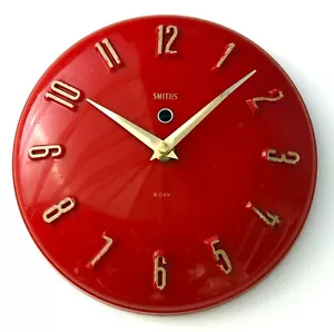 Vintage 21cm Smiths Wall Clock - Retro Mid Century Style Red Clock Gift - Picture 1 of 4