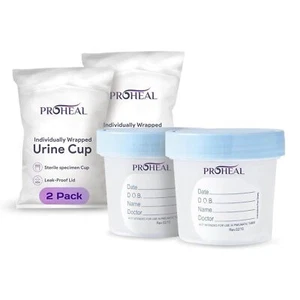 Sterile Urine Specimen Cups with Lids (2PK)- 4 oz. Sample for... - Picture 1 of 6