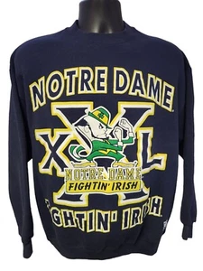 VTG 90s Notre Dame Fighting Irish Big Print Crewneck Sweatshirt FIts Mens Large  - Picture 1 of 5