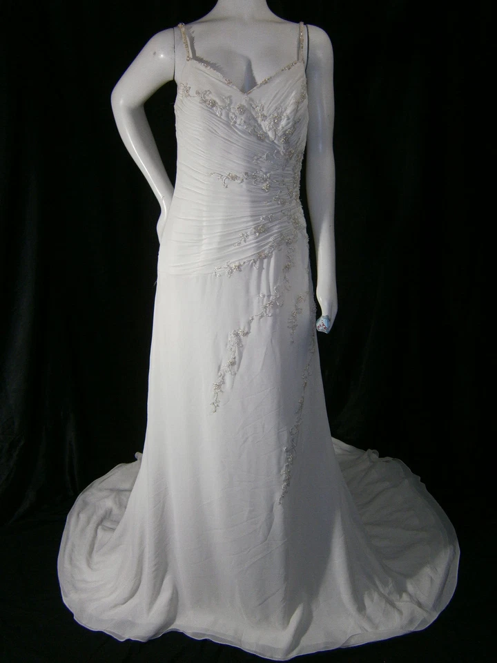 Vestido de novia Venus 12 correas bordadas con cuentas de gasa dorada marfil y lentejuelas doradas Foto 1 de 4