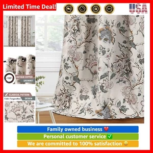 Juego de 2 paneles cortinas opacas de 84 pulgadas de largo con estampado floral para... - Imagen 1 de 9