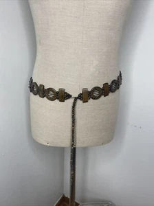 Vintage Bakelite Link Belt Brown Chain Link S M L One Size 1960's MCM - Picture 1 of 9