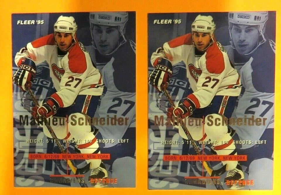 2 - 1995 Fleer, Montreal Canadiens - MATHIEU SCHNEIDER - Image 1 of 1