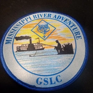 Parche de hierro vintage Mississippi River Adventure Boy Scouts Webelo - Imagen 1 de 3