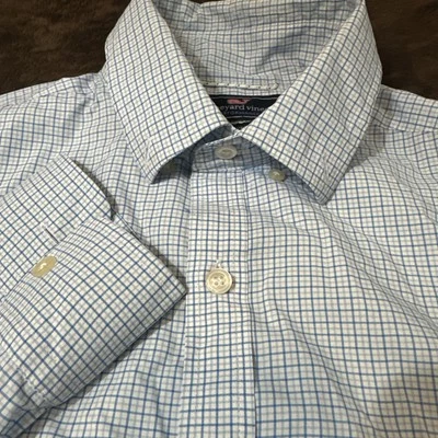 Vineyard Vines Performance Seersucker Slim Fit Murray Shirt Mens Large Plaid — 第 1/4 张图片