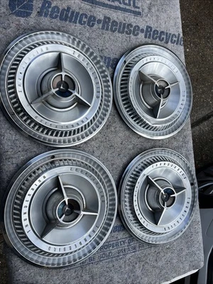 OEM 1965 Ford Thunderbird T bird Spinner Hubcap Hub Cap Wheel Cover SET 15” - Image 1 of 4