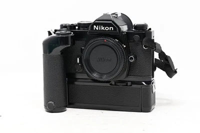 Nikon FM Black 35mm SLR Film Camera Body W/ Nikon MD-12 Motor Drive #B68 - Image 1 of 4