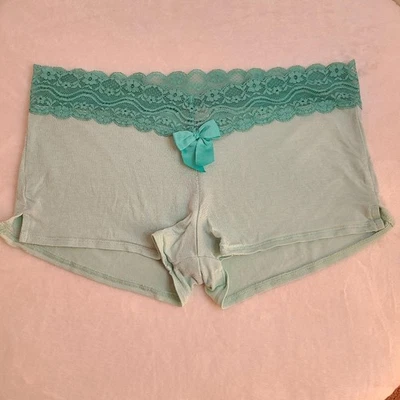 VTG Aerie SuperSoft Modal Lace Waist Shortie Boyshort Panty Size M Aqua - Image 1 of 4