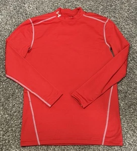 Under Armour Red Mens XL Mock Neck Fitted Long Sleeve Heat Compression Cold Gear - Picture 1 of 3