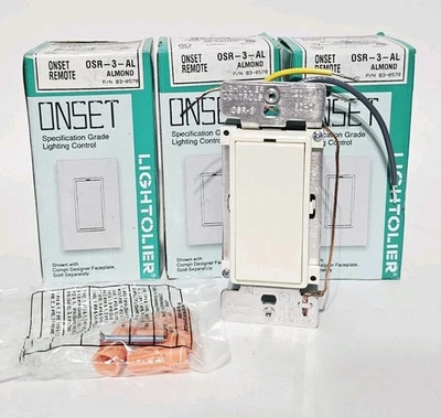 3x Lightolier OSR-3-AL Onset Remote Multi Location Dimming Control Switch Almond - Image 1 of 4