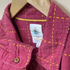Territory Ahead Men Button Up Shirt Size XL Red Flannel Linen Blend MidWeight B9 - Picture 1 of 8