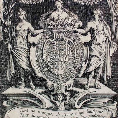 Jacques Callot Heraldik Wappen Herzogin von Chevreuse Original Kupferstich 17 Jh - Bild 1 von 3