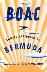 BERMUDA BOAC BRITISH OVERSEAS AIRWAYS VINTAGE BAGGAGE LUGGAGE LABEL - Picture 1 of 1