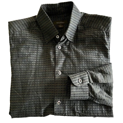 Ermenegildo Zegna Men's 15.5" x 34"/35" Green L/S Patterned Shirt Made in Italy - Image 1 of 4