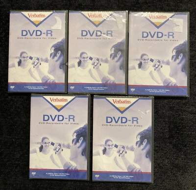 DVD R, 4,7 GB, 1x 2x, superficie de marca, (VER94732) medios DVD (lote de 5) Foto 1 de 3