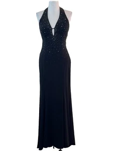 Niki Livas Women's Size 4 Black Dress Gown Evening Long Maxi Plunging V Neck NWT - Picture 1 of 16