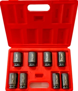 8PC 3/4" DR. 6 Point Deep Air Impact Tool SAE CRV Pro 1" to 1-1/2" Socket Set - Picture 1 of 7