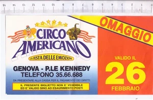 CIRCO AMERICANO 90s Genova italy ticket - biglietto omaggio -G058 - Imagen 1 de 1