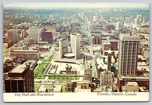 Postal de colección con vista aérea del ayuntamiento del centro de Toronto, Ontario Canadá - Imagen 1 de 2